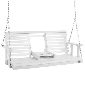 VEVOR Wooden Porch Swing 5 ft, TikTokShopBlackFriday, Patio bench swing for Courtyard & Garden, Upgraded 880 lbs Strong Load Capacity, Heavy Duty Swing Chair Bench with Hanging Chains for Outdoors, White