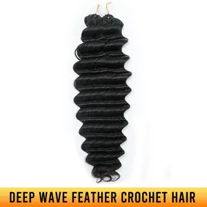 Ygwigs Deep Wave Feather Crochet Hair Extension Human Hair for Miracle Knots Double-Strand 60g/Bundle