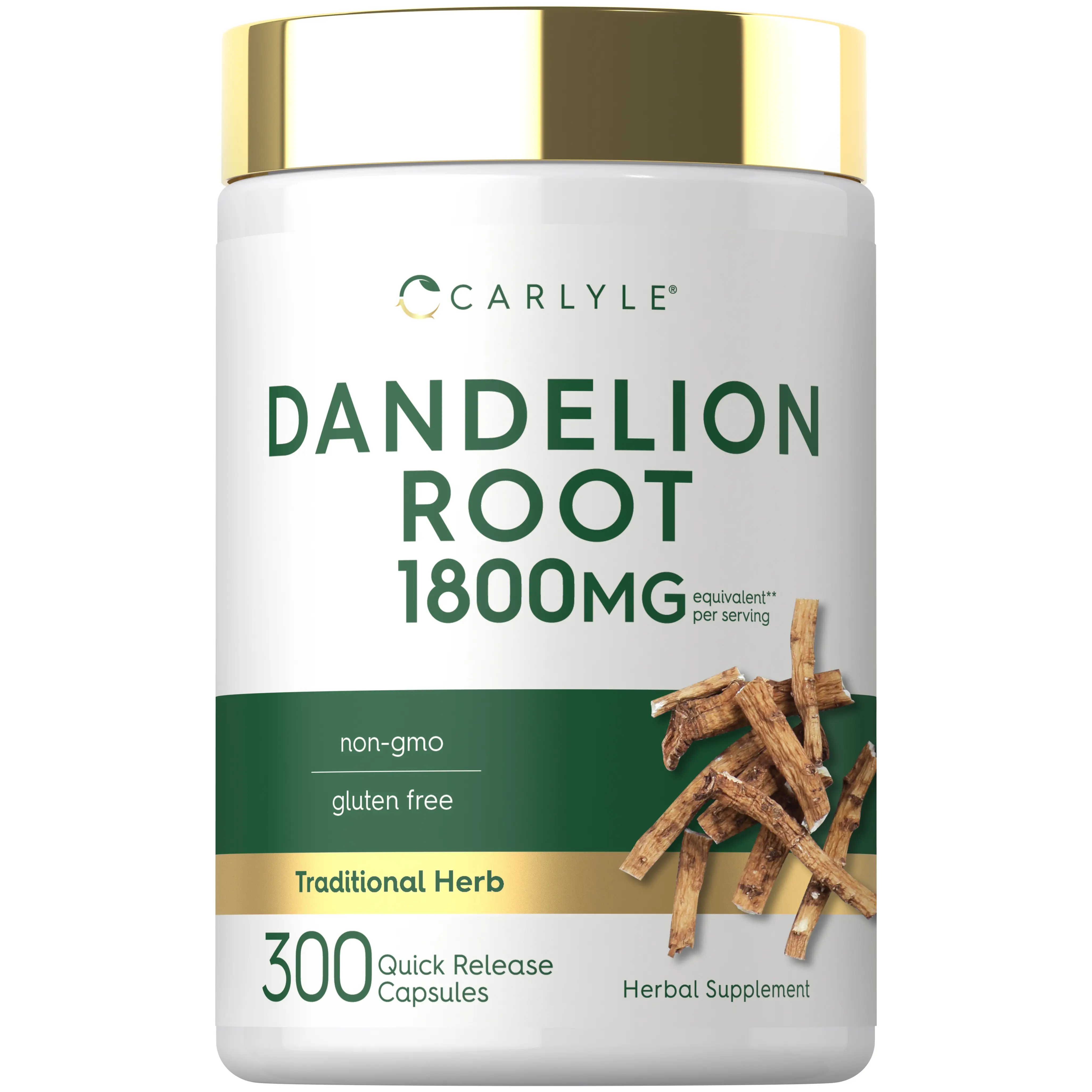 Carlyle Dandelion Root | 1800mg | 300 Capsules | Non-GMO, Gluten Free Supplement