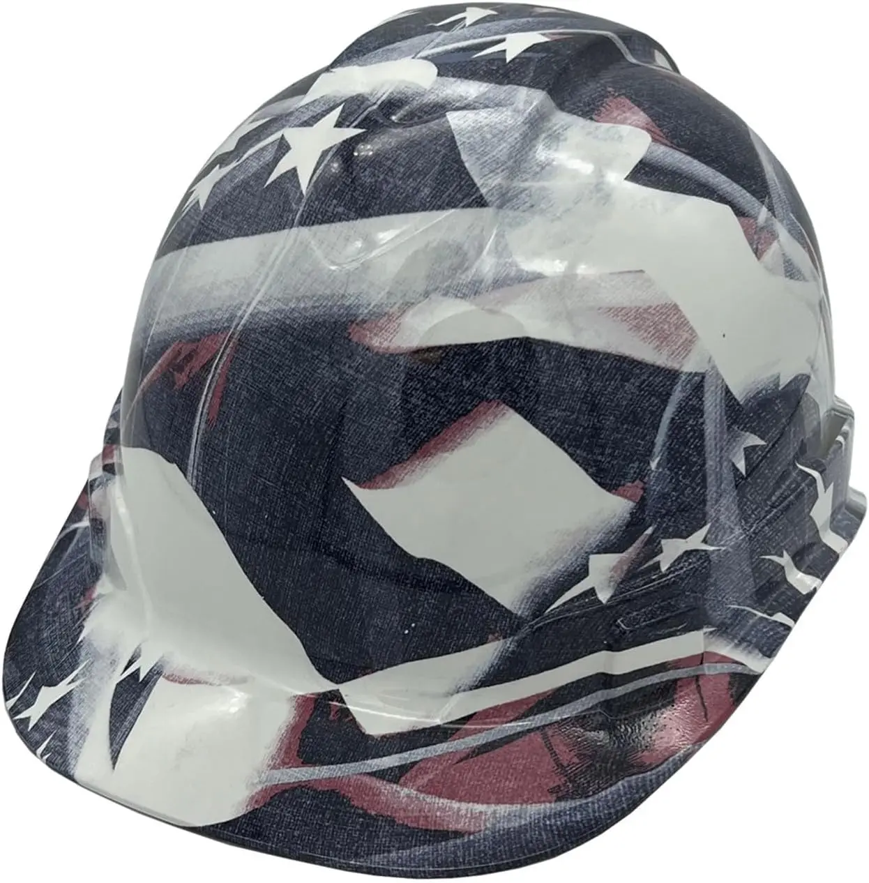 Texas America Safety Company Cap Style Hydro Dipped Patriotic Hard Hats with 6 Point Ratchet Suspension