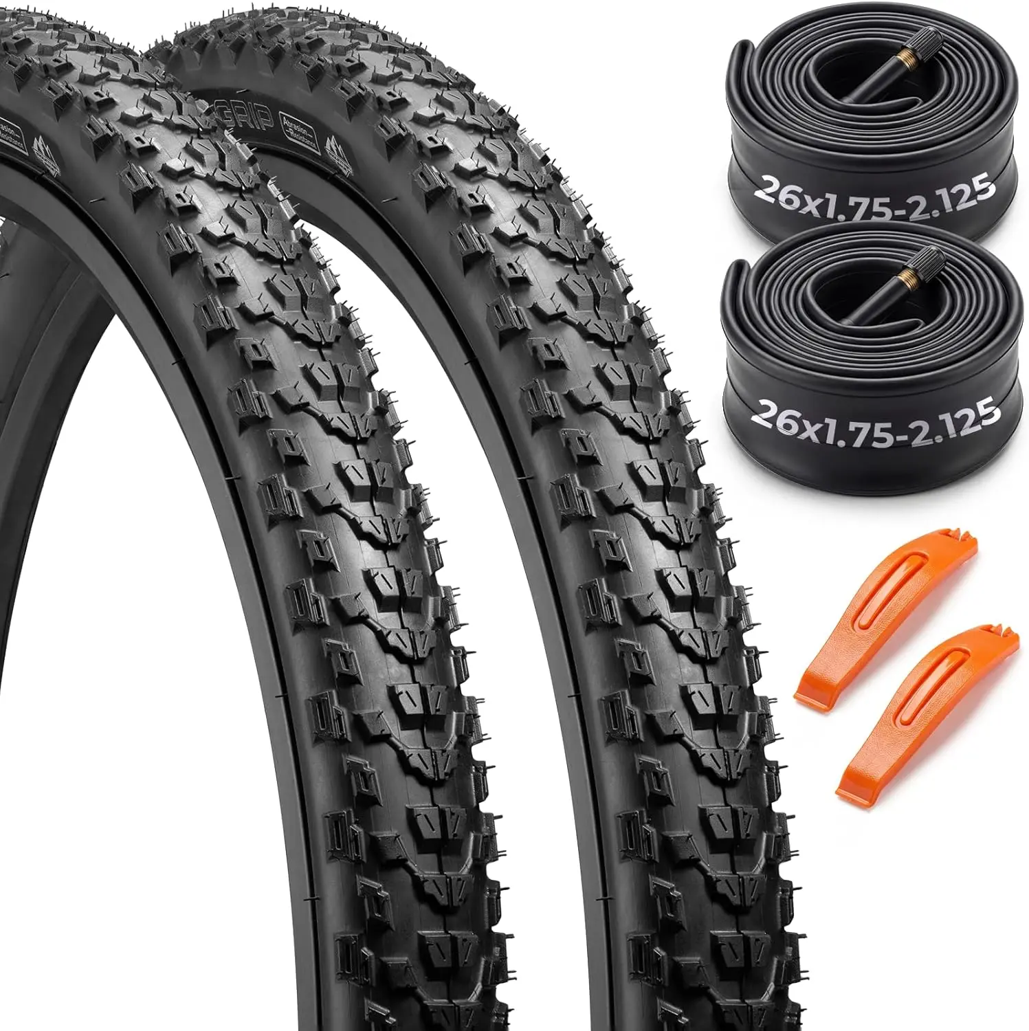 26 (54-559) / 27.5(55-584) x2.2Mountain Bike Tires with Inner Tubes & Tire Levers (2 Sets) | Cross Country Bicycle Foldable Replacement Tires - High-Traction Off-Road Tires for Trail and XC Riding