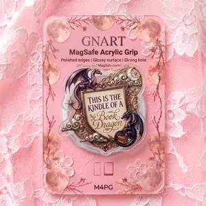 Fantasy Booktok Slogan Phone Grip Purple Dragon Acrylic Stand MagSafe Compatible Magnetic Phone Holder Mythical Shield Bookish Gift for Kindle eReader