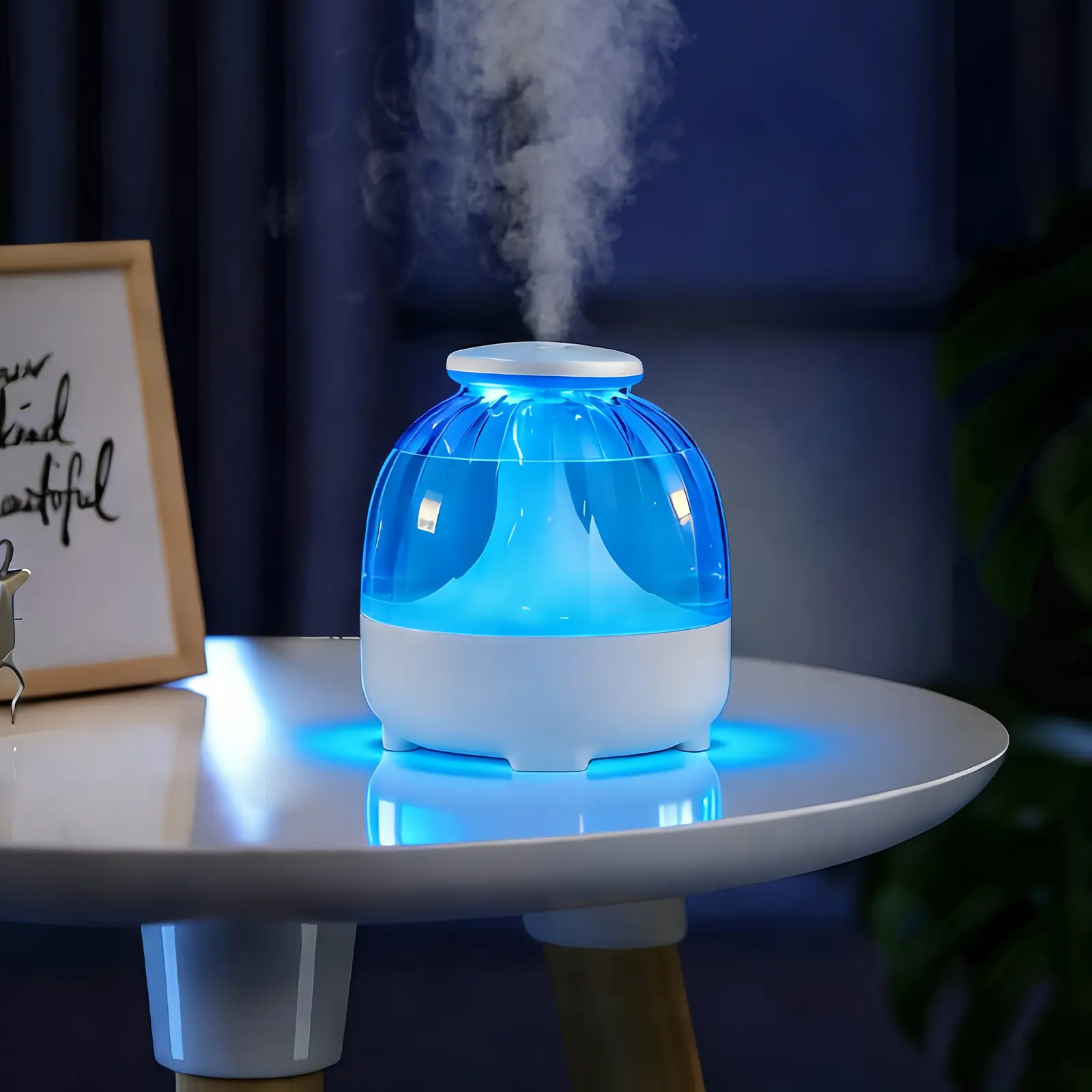 650ml Ultra-Quiet 26dB USB Humidifier, 7-Color Night Light, Dual Mist, Visible Water Tank, 24Hr Continuous Use – Home & Office Essential, Great Gift