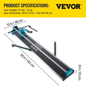 VEVOR Manual Tile Cutter 48/1200mm Cutting Machine w/ Laser Guide for Ceramic
