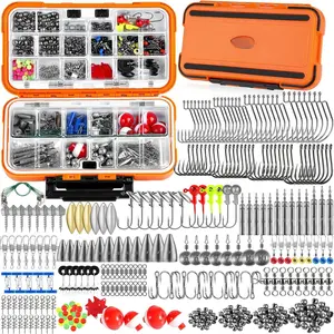187/343pcs Fishing Accessories Kit, Organized Fishing Tackle Box with Tackle Included, Fishing Hooks, Fishing Weights Sinkers, Fishing Gear and Equipment, Fishing  for Men
