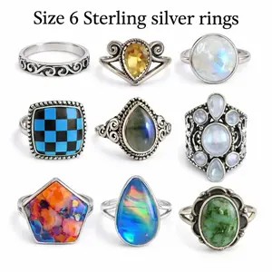 Size 6 Solid Sterling 925 Silver Rings