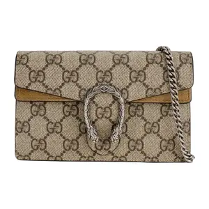 Pre-owned GUCCI canves with leather patch Crossbody Bags Dionysus Tiger Head Buckle Bag Old Flower Logo Canvas & Leather Crossbody Shoulder Bag for Daily Use or Special Occasions