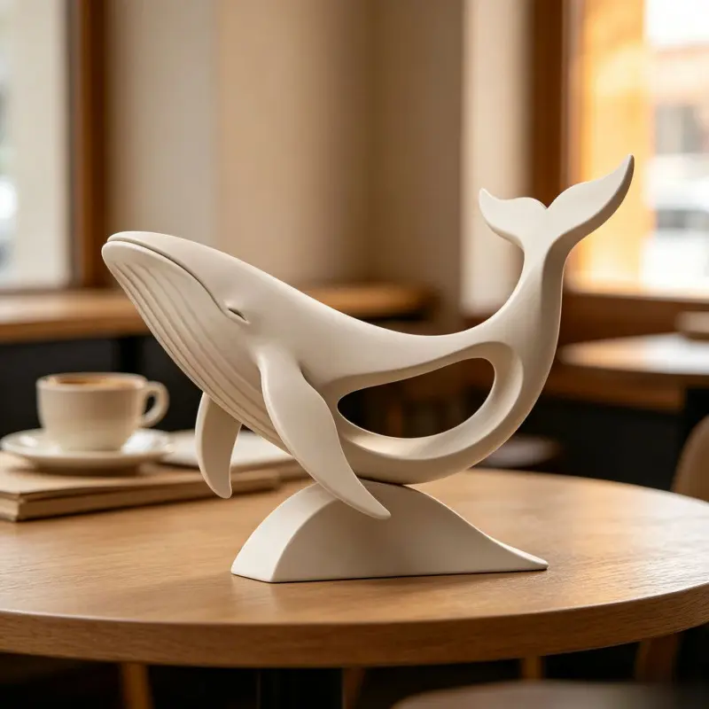 New 3D Printed Minimalist Blue Whale - Innovative Minimalist Whale Sculpture Art Ornament - Holiday Gift
