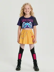 K-Pop Girl's Cool Short Sleeve Crop Top Skirt Set, Mira Role Play Costume, Halloween Girl's Cosplay, All Seasons Wear