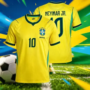 10# Neymar JR 2026 Brazil National Away and Home Short Sleeve Soccer Jersey Quick-Dry