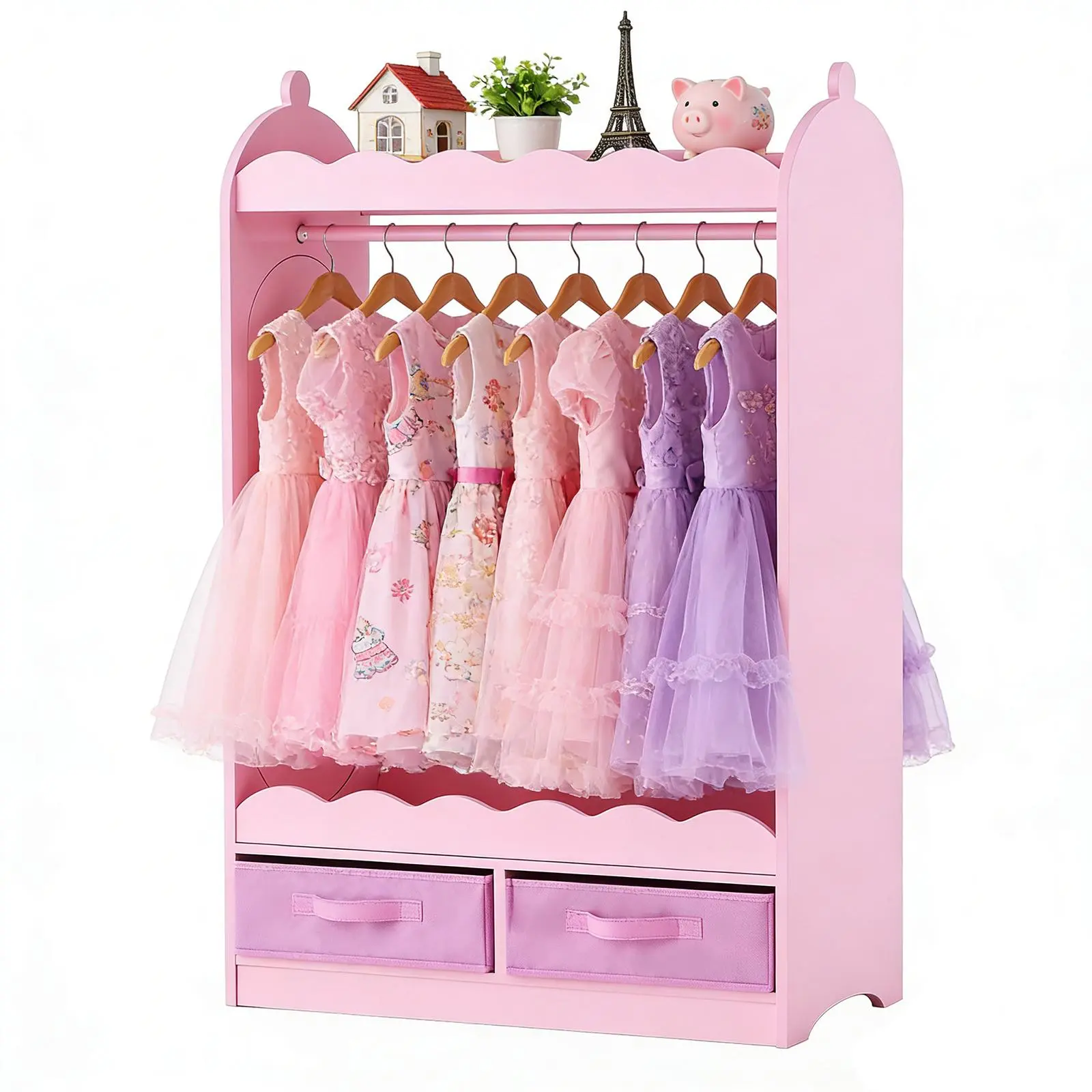 【SummerFinds】VEVOR Kids Dress Up Storage, with Mirror, Toddler Costume Wardrobe with Drawer, Dress Up Wardrobe Closet for Little Girls, Pretend Storage Dresser, Costume Organizer, for Bedroom, Kids Room, Pink