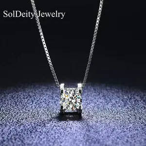 ��Classical Design��Moissanite Necklace for Women 1-2 CT Solitaire Rectangle Shape Pendant  Sterling Silver D-E Color VVS1 Synthetic Moissanite Necklaces  Mother's Day Wedding Gifts for Her Best Christmas Gift