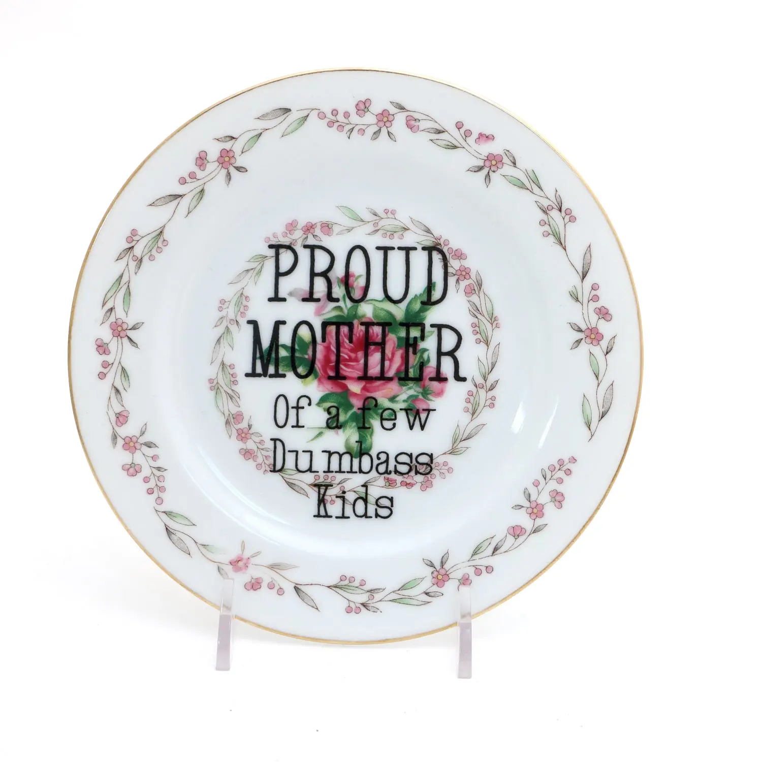 Proud Mother plate, Funny vintage upcycled kitchen art