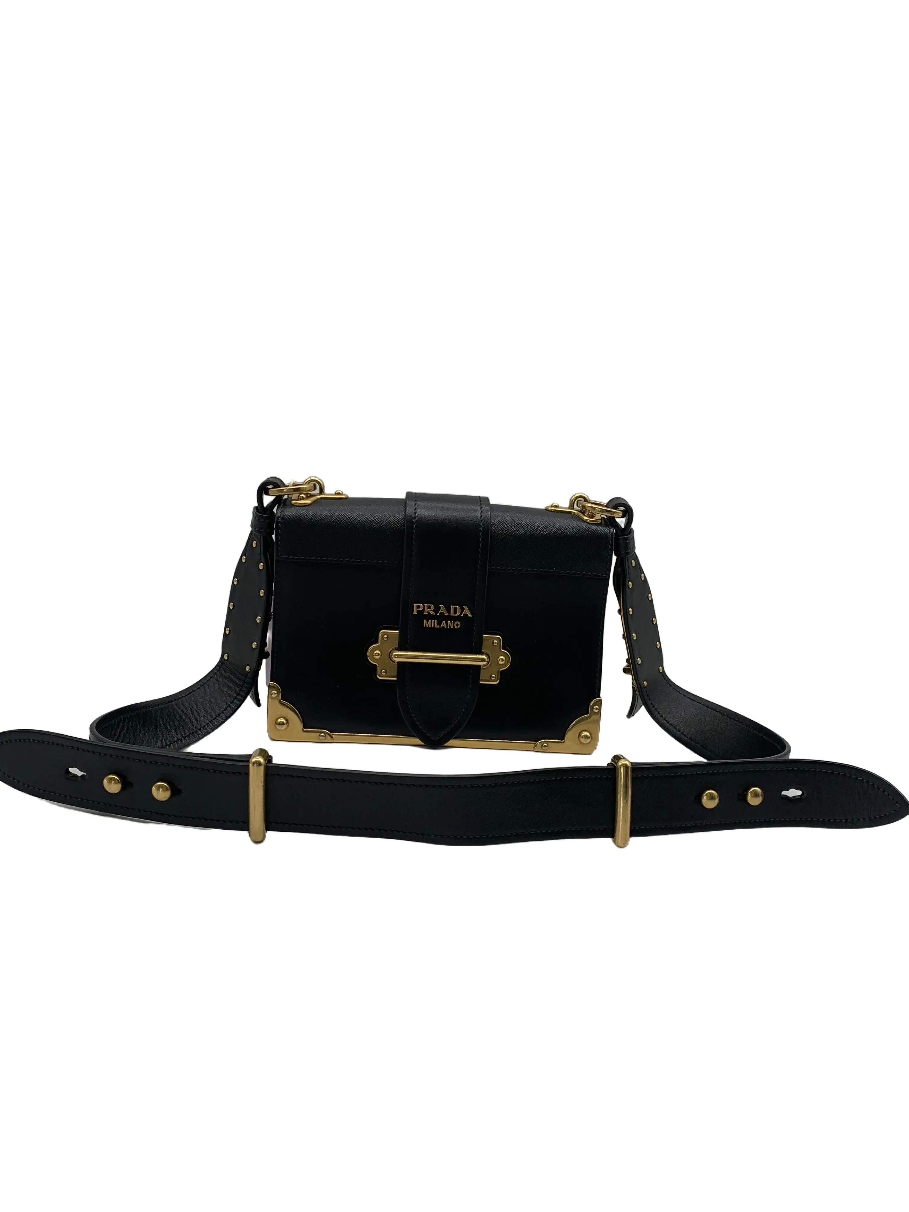 Pre-owned PRADA Black Saffiano Leather Box Crossbody Bag/WJ0722824/5824