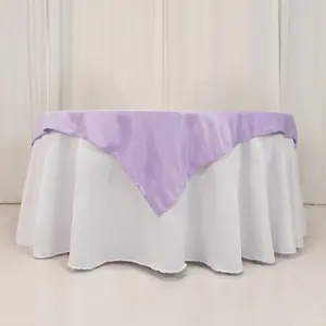 Lamour Satin Square Table Overlay 54"x54" Lavender Lilac - Soft Tempered Sheen Table Topper
