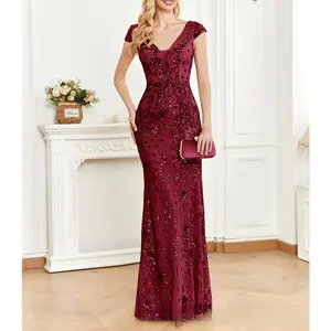 Sequin Blue Evening Dress Slim Fit Mermaid Long Toast Dress