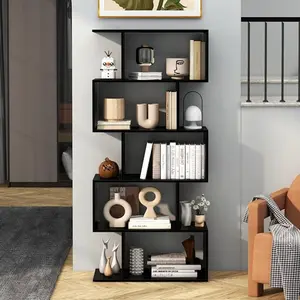 [Bellemave]Five layer simple household black bookshelf,size(27.56* 9.40*62.60)