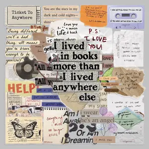 50pcs retro English fragments transparent stickers creative trend decorative pencil case desktop album diy stickers Sticker Sheets