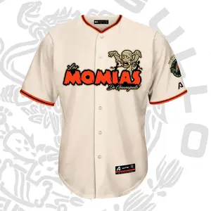 Las Momias de Guanajuato Print Baseball Jersey, Mexican Folklore Mummy Graphic Button-Up Jersey, Unisex Sports Shirt