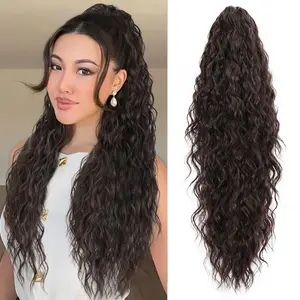 [Summervibes] Claw Clip Ponytail Extension 30" Curly Pony Tail Clip in Claw Hair Extensions Fluffy Natural Looking Synthetic Hairpiece for Women jaw magic Loose Wavy Wave Loose Wave Bundles hair extensions clip in