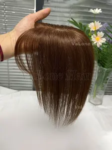 5X9 Real Human Hair Topper Wigs with bang for women,Stright hair, Increase hair volume & Covering white hair, Enhance temperament, Suitable for various occasions