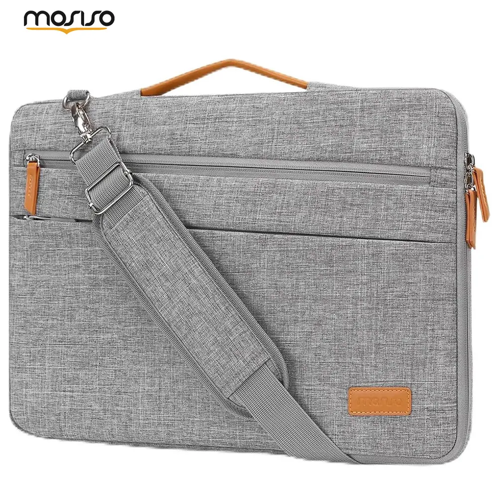 MOSISO Laptop Shoulder Bag for 15-15.6 Inch MacBook & Notebook, Slim Compact Water-Resistant Briefcase with 360 Protective Padding and Trolley Strap for Business, School, Compact Laptop Bags