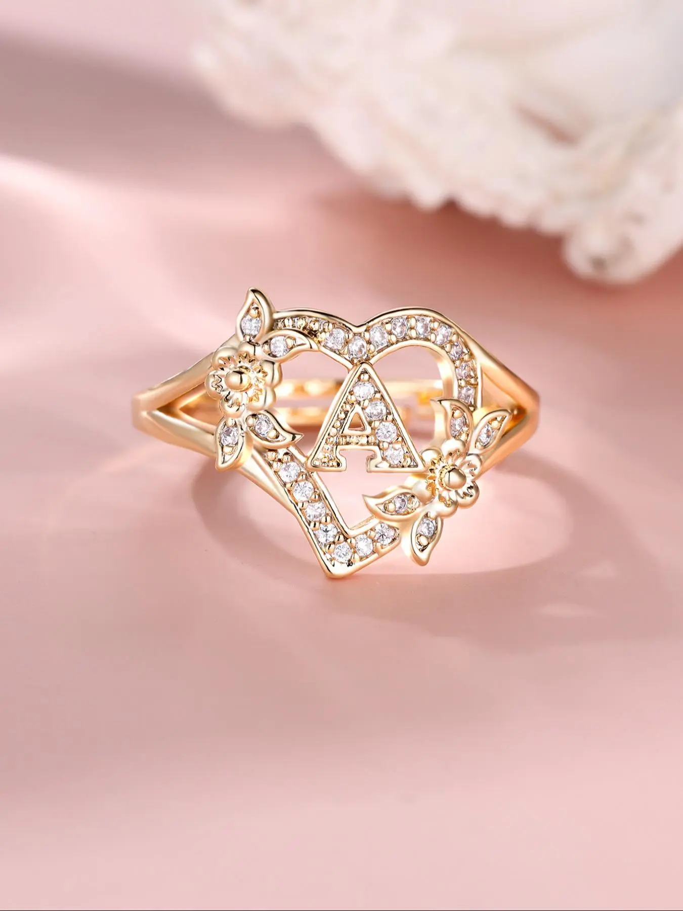 Mother's Day Gift Fashion Letter & Flower Design Rhinestone Inlaid Promise Ring, Casual Matching Rings Jewelry for Party, Classic Trendy Accessories for Daily Wear