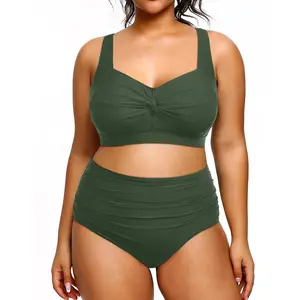 Tempt me Women Plus Size High Waisted Bikini Set Two Piece Swimsuit Tummy Control Bathing Suits