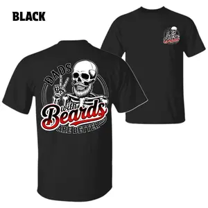 Dads With Beards Are Better T-Shirt – Skull with Beard Graphic, Funny Gift for Fathers and Beard Lovers, Men's Cotton Tee