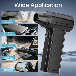 150,000RPM Heavy Duty Jet Fan Turbo Blower, Sturdy Turbo Fan & Electric Air Blower, Cordless Dust Blower for PC, Car, Keyboard & Outdoor, Compressed Air Cleaner w/ 4 Nozzles, High-Speed Portable Air Duster for Electronics