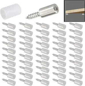 30 Pack Glass Shelf Bracket Clips – Heavy Duty Cold Rolled Steel Glass Panel Holder, Anti-Rust & Anti-Corrosion, with Non-Slip Rubber Sleeve Protects Glass from Scratches, Easy Installation Cross Screw Design, High Load Capacity, for Cabinet