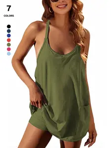 Women's Summer Mini Dress, Casual Athletic Tennis Dress with Shorts, Sleeveless Sporty Design, Perfect for Active Wear & Outdoor Activities