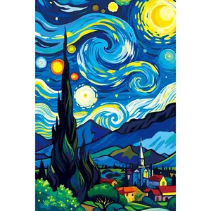 Starry Night Diamond painting, Crystal Diamond Painting Kit, Frameless