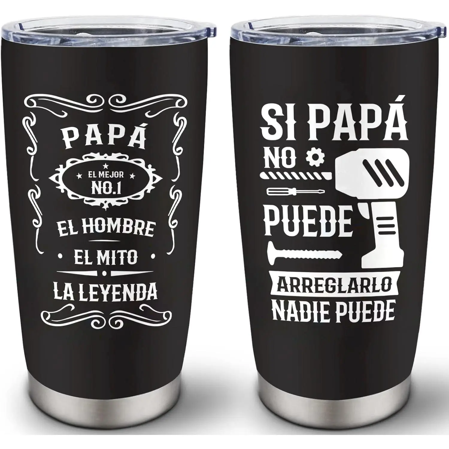 20oz Vacuum Insulated Double-Wall Stainless Steel Thermal Tumbler - Leak-Proof Lid, Portable Printed Travel Mug, Watercolour Stripes/Polka Dot-Patchwork Animals-Plants Design, Insulated Water Cup for Mexican Dad (Graduations Gift, Father’s Day), Travel Mu