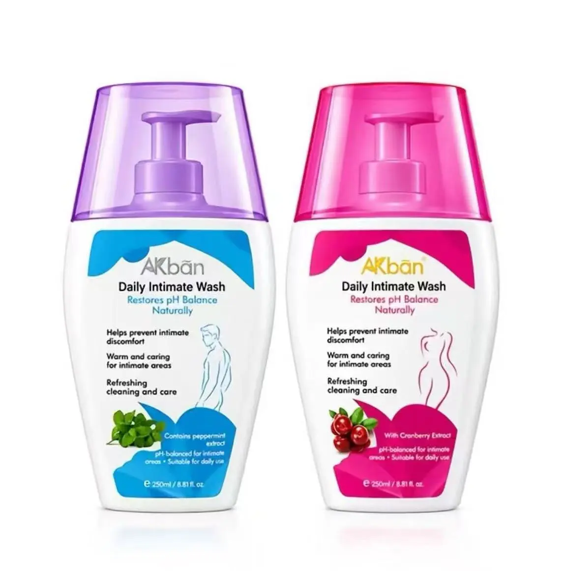 AKBAN Cranberry Intimate Wash for Women, pH Balanced Daily Feminine Cleanser, Gentle Moisturizing Private Care Wash 250ml
