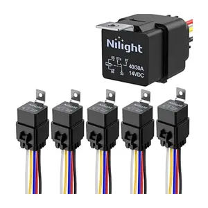 Nilight 5-Pack 12V Waterproof Relays with Harness Set - Heavy-Duty 40/30A, 12 AWG Tinned Copper Wires, Copper Coil, 5-PIN SPDT for Garage Lighting, Outdoor Electrical Installations