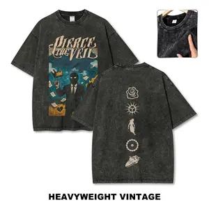 Pierce The Veil Vintage Washed Graphic T-Shirt – Unisex Fit Retro Rock Band Tee, Casual Short Sleeve Music Merch