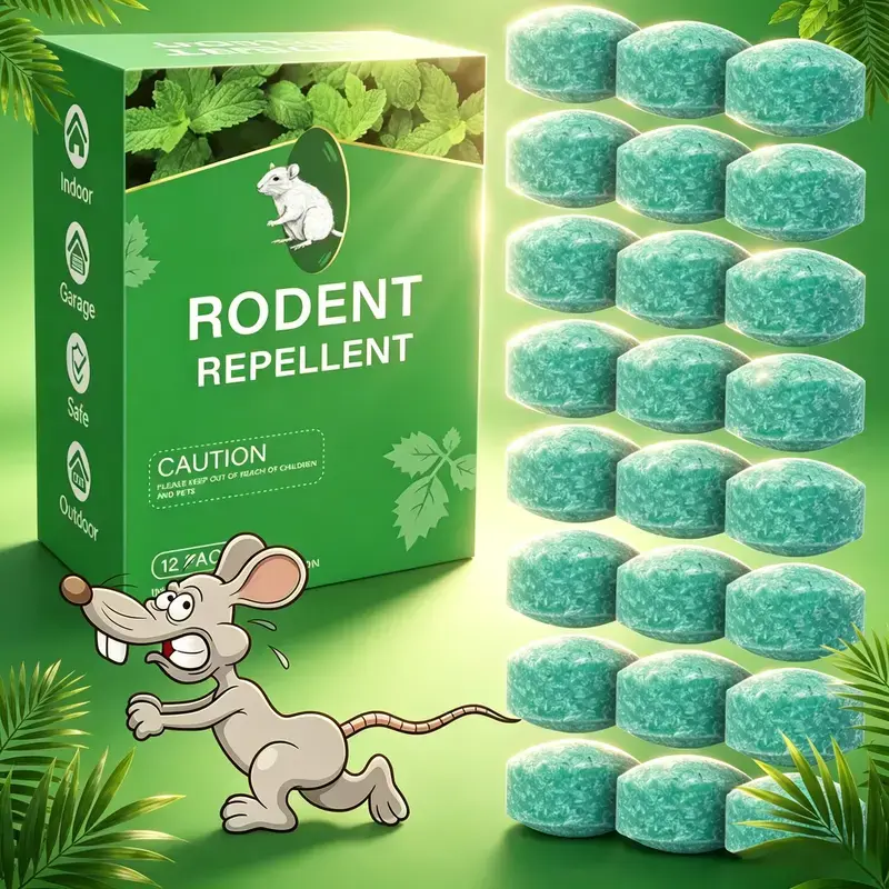 Mouse Rodent Repellent, 12 Pack Peppermint Oil to Repel Mice and Rats– Works for Mice Repellent, Squirrels, Indoor/Outdoor Use, Safe for Homes & Pets
