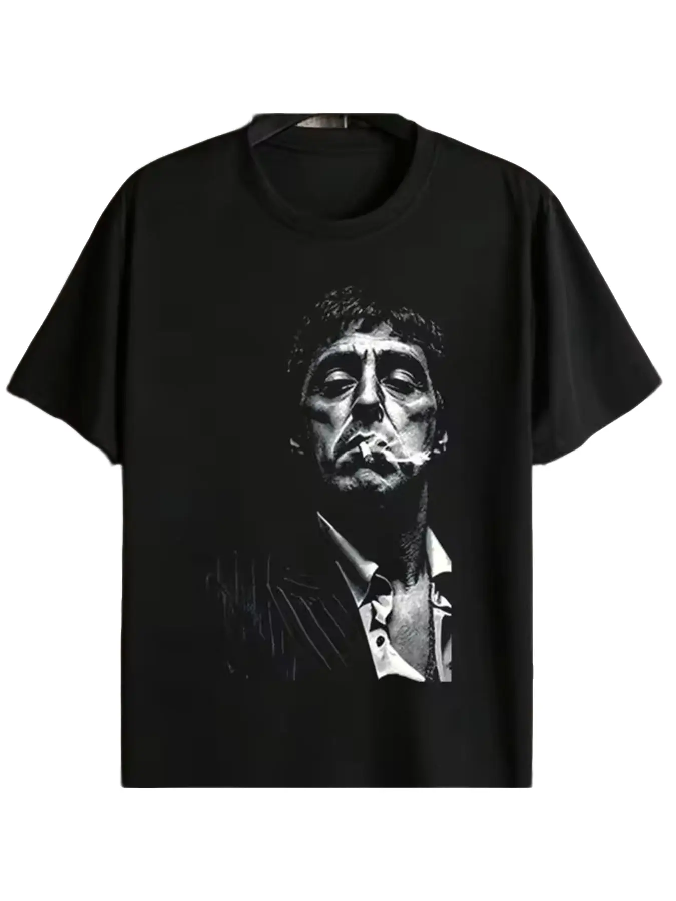 Men's Short Sleeve Round Neck T-Shirt, Al Pacino Godfather Classic Print, Casual Daily Wear, Comfortable Fashion Men's Clothing