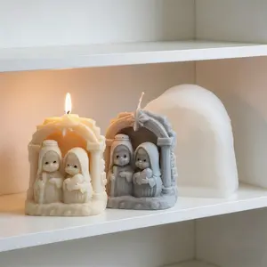 Nativity Scene Silicone Candle Mold, 3D Holy Family Candle Mold, Religious Craft Mold for Soy Wax, Soap, Resin, Perfect for Home Decor & Handmade Gifts