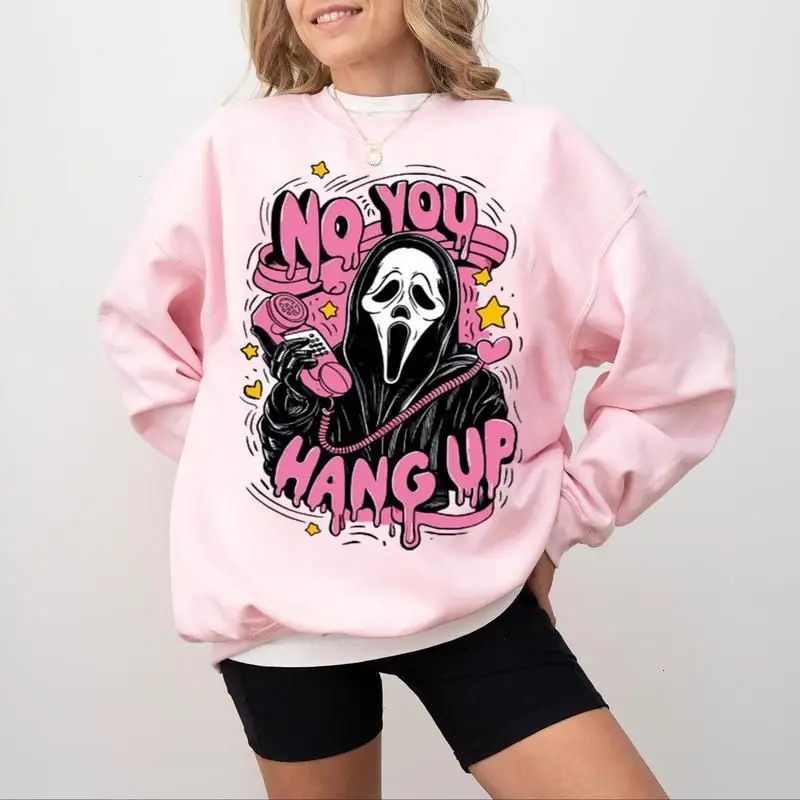 No You Hang Up Sweatshirt, Funny Scary Movie Hoodie, Halloween Spooky Season Shirt, Ghost Face Scary Movie Sweater, Horror Movie Crewneck
