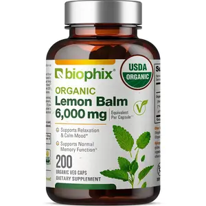 Biophix Lemon Balm USDA Organic 20:1 Extract 300 mg 200 Veggie Caps - Soothing Relaxation Positive Mood Support