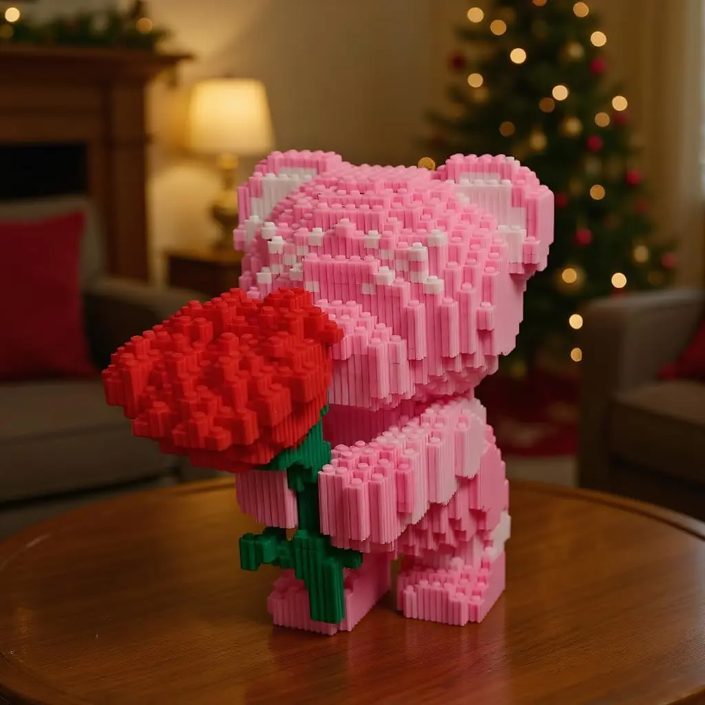 Bride Bouquet Bear Building Set, Express Love Small Bear Blocks (2209 Pcs), Miniature Bears, Handmade DIY Birthday Gift, Valentine's Day Gift, Rose Building Blocks, Building Block Sets