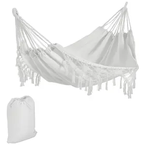 Macrame Fringe Hammock For Garden Or Balcony Includes Carry Bag Bed Boho Rope Hammock For Beach Or Porch With Intricate Knot Pattern