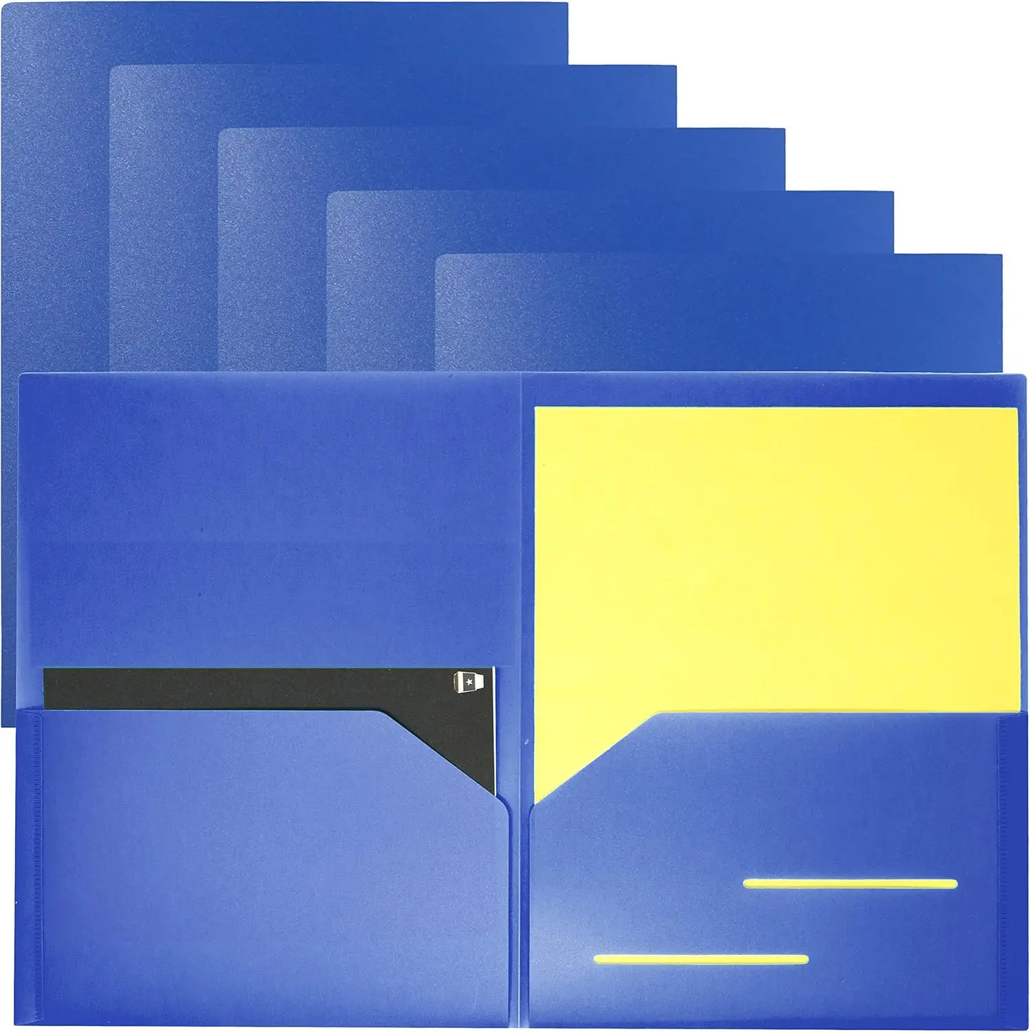 6 Pack Heavy Duty Plastic Two Pocket Folders, Heavy Duty Plastic 2 Pocket Folder (Dark Blue)