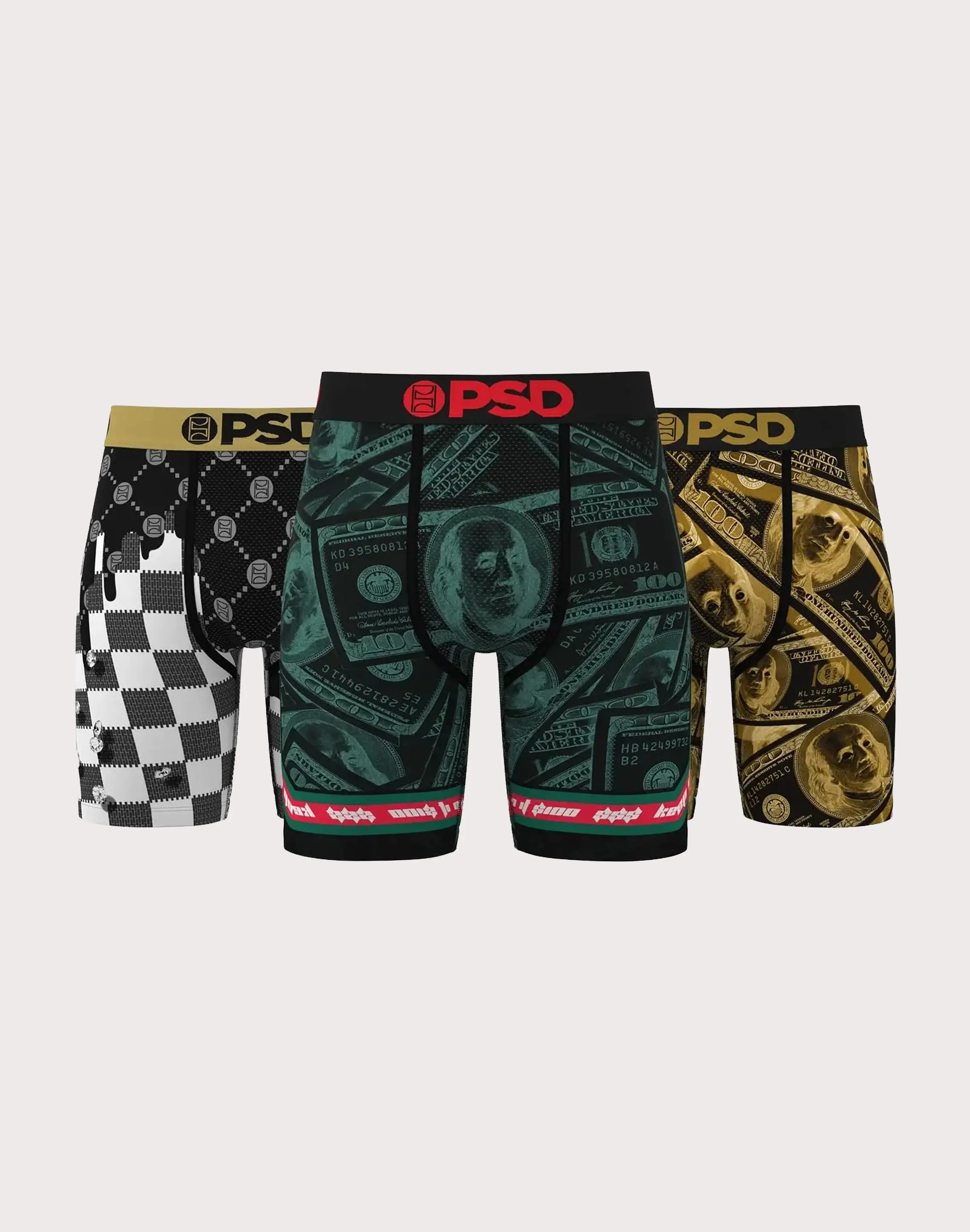 Mens Psd Underwear Fortune Boxer Briefs 3-Pack