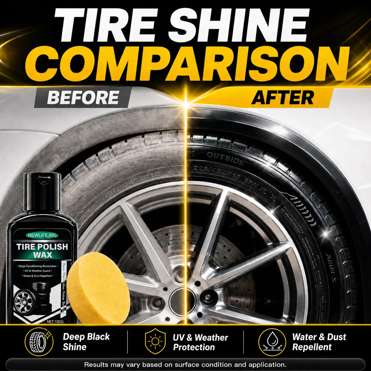 100g Car Plastic Restorer & Rubber Renewal Wax, Tire Shine Dressing, Black Interior Polish, Auto Trim Restore Cream for Dashboard, Exterior Plastic, Leather Seats & Rubber Care