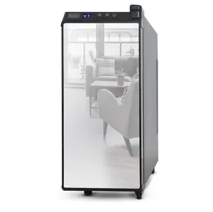 BLACK+DECKER 12-Bottle Wine Chiller, Thermoelectric Wine Cooler with Mirrored Front and Temperature Control, 12 Bottle Fridge for Reds, Whites and More, LED Display, Chrome Racks, BD60336