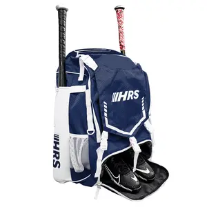 Hit Run Steal Navy Blue & White Baseball/Softball Bat Bag Backpack