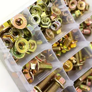Alloy Steel Flange Bolt and Nut Kit, M5 M6 M8 Metric Hex Screw Set with Matching Nuts, 14 Most Common Sizes, Corrosion Resistant Hardware for DIY, Automotive and Home Repairs, Durable Fastener Assortment in Clear Organized Storage Box